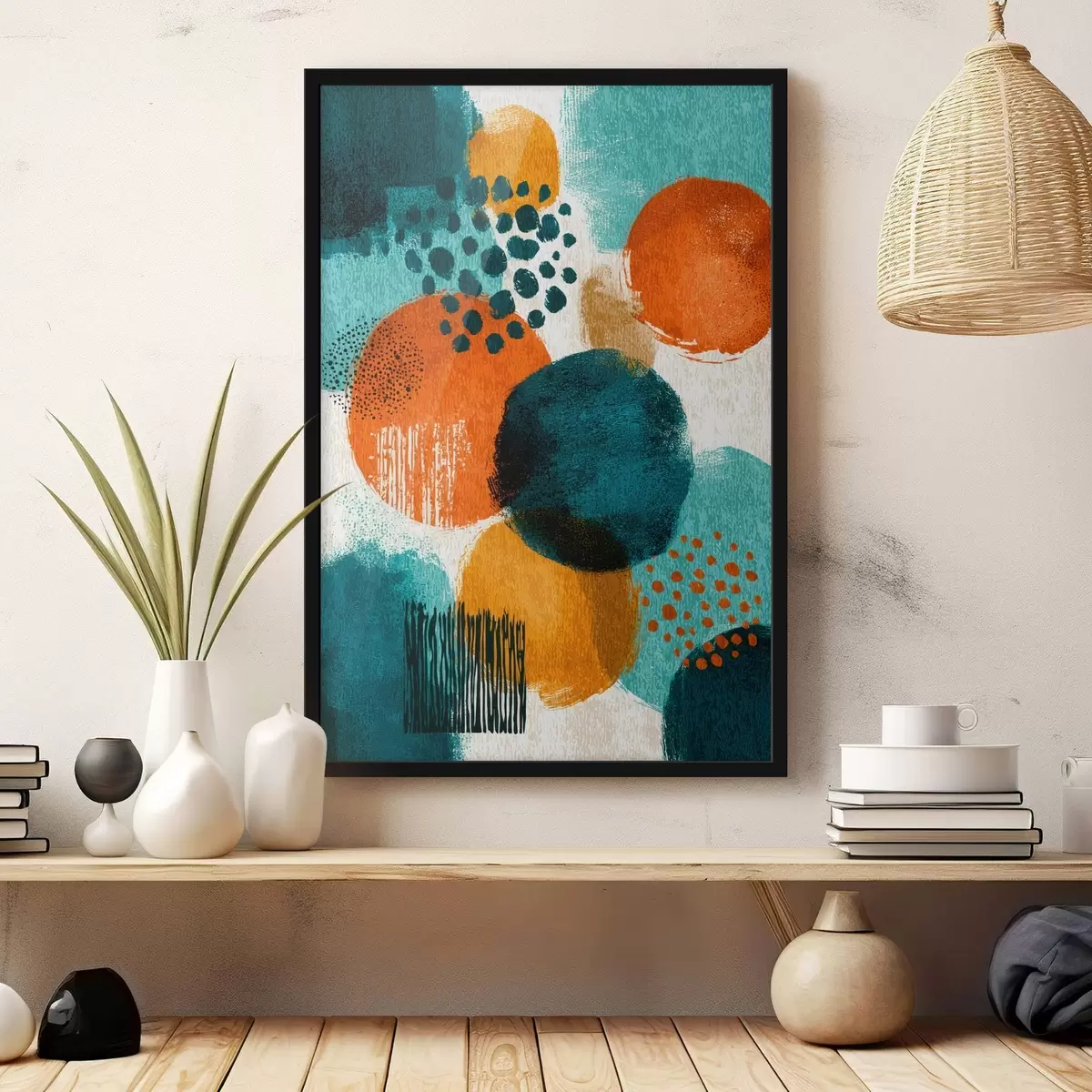 Poster Heldere vormen in abstracte schilderstijl f45649