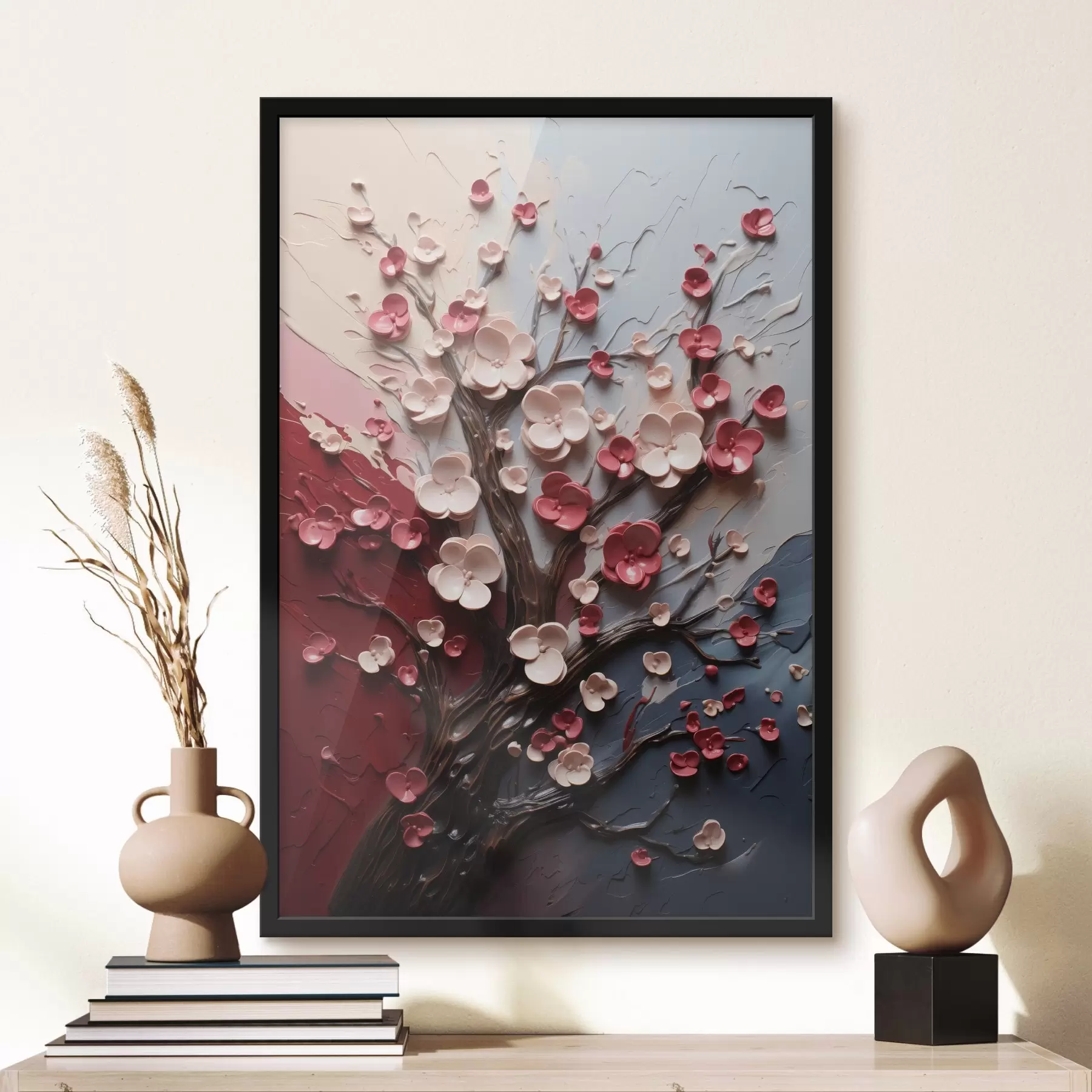 Fotobehang Volumetrische sakura in structuurschilderstijl f45650