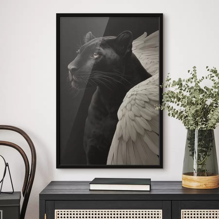 Papier peint photo Panthère noire avec ailes dans un style fantastique f45653