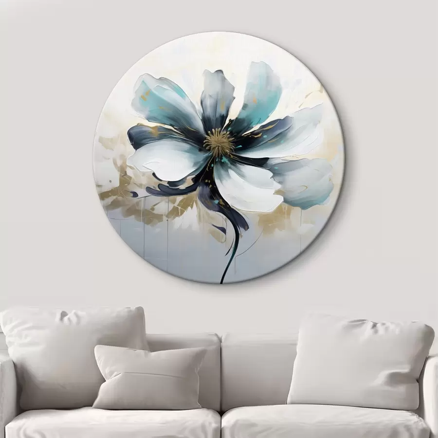  Peintures Fleur turquoise en peinture à l'huile r45641