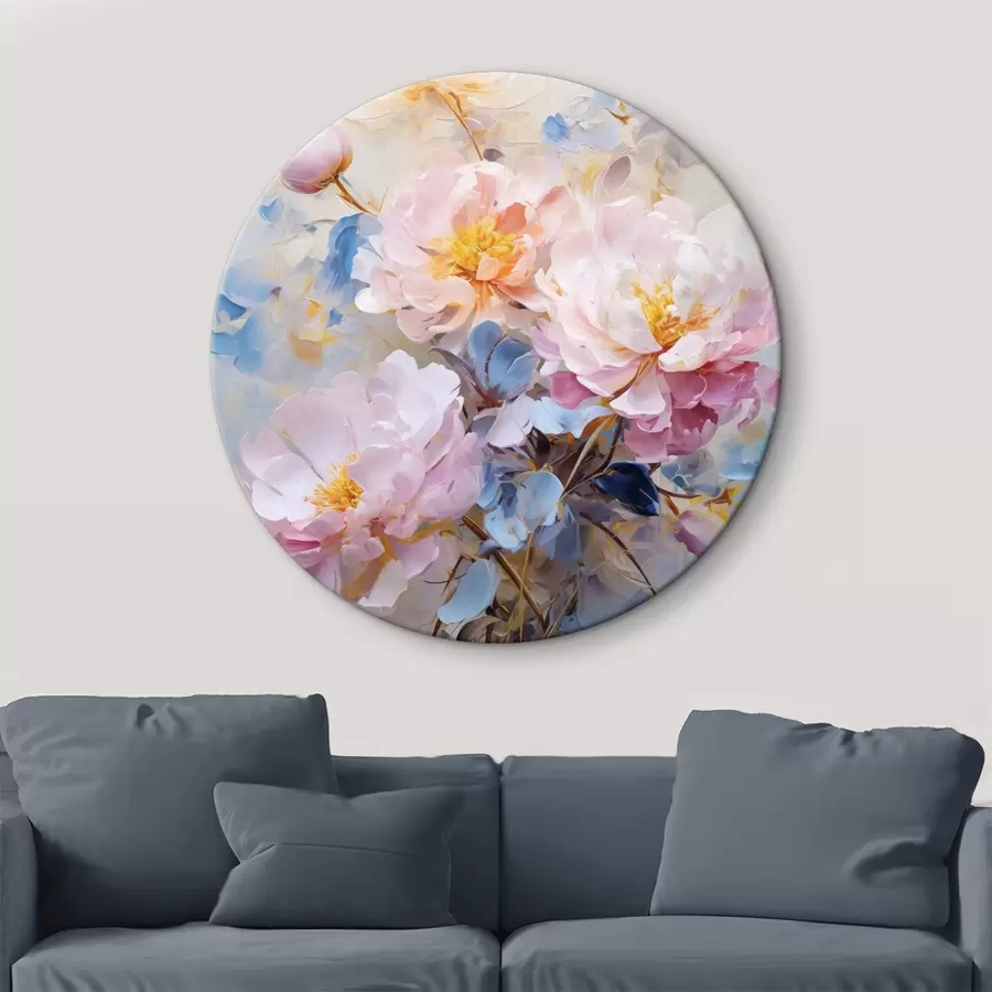  Schilderijen Abstracte bloemen: roze en blauwe tinten r45652