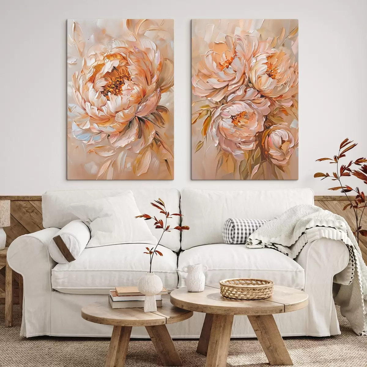  Schilderijen Delicate abstracte pioenrozen m00673