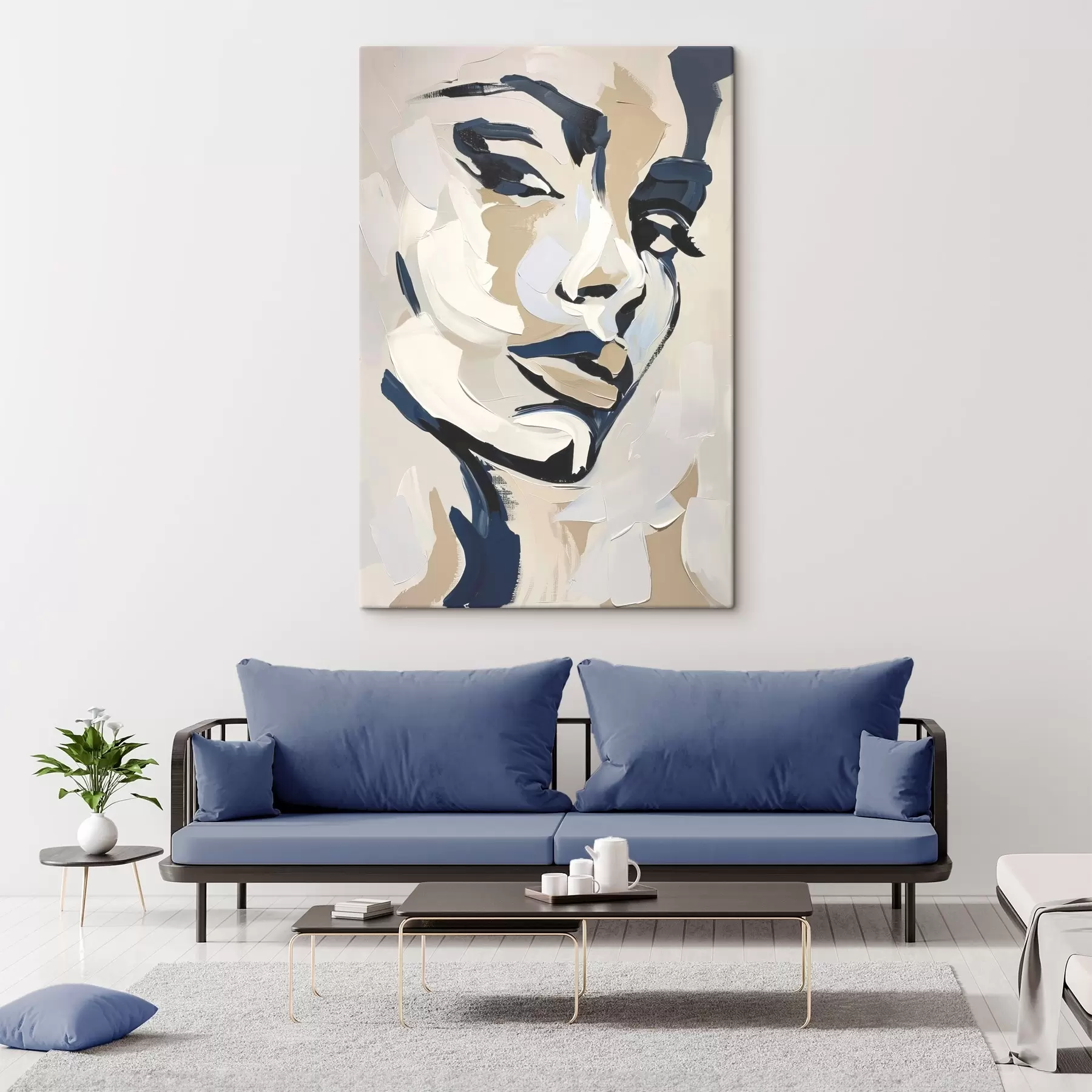  Schilderijen Abstract portret van een vrouw met imitatie penseelstreken s45593