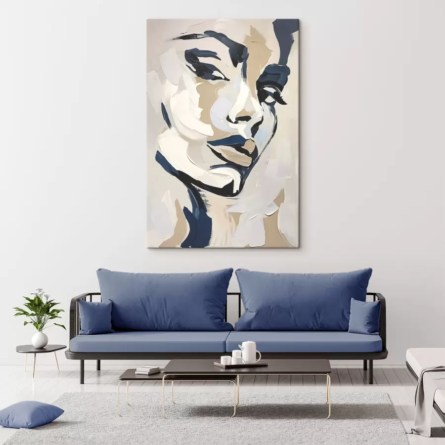  Schilderijen Abstract portret van een vrouw met imitatie penseelstreken s45593