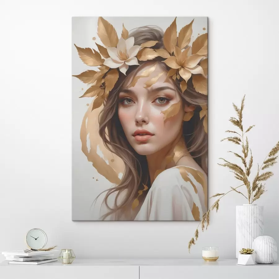  Peintures Une femme avec des feuilles dans les cheveux s45748