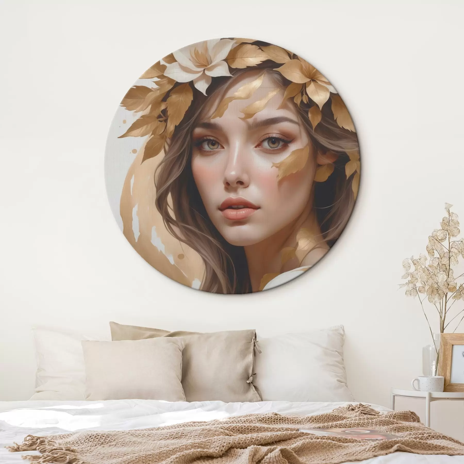  Peintures Une femme avec des feuilles dans les cheveux r45748