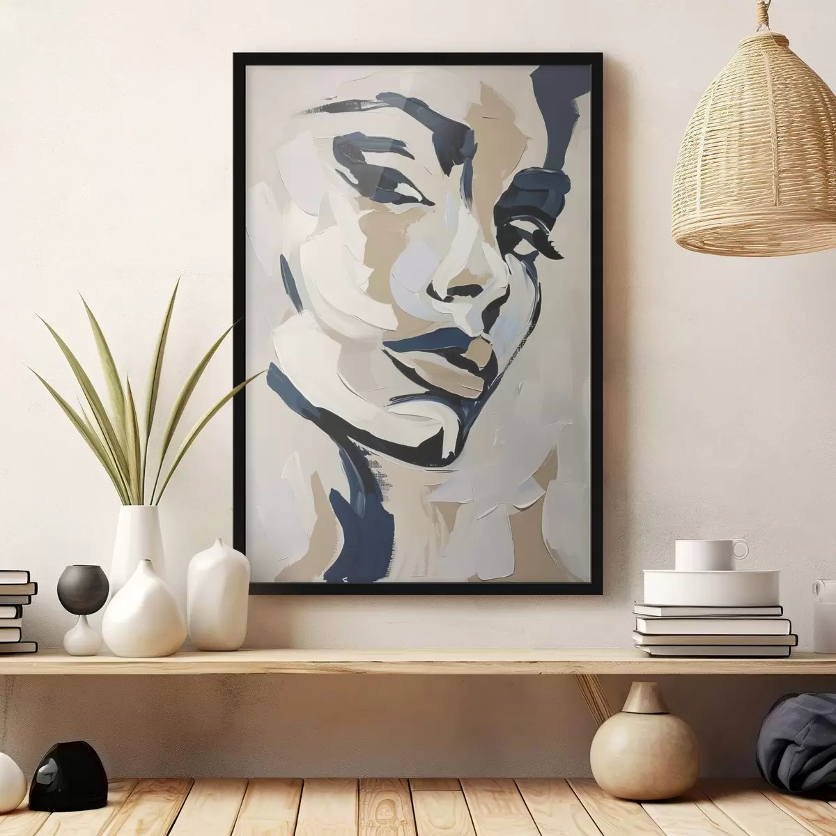 Affiche Portrait abstrait d'une femme avec des coups de pinceau imités f45593