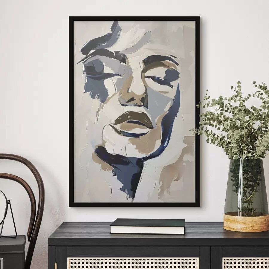 Fotobehang Abstract portret van een vrouw met imitatie penseelstreken f45743