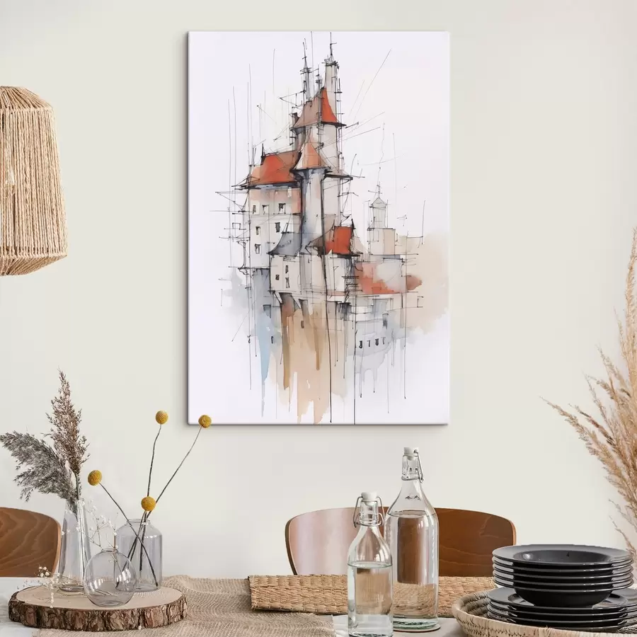  Peintures Maisons imitation croquis et aquarelle s45764