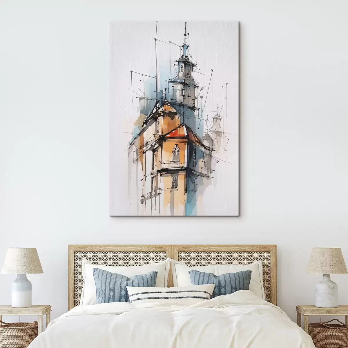  Peintures Maisons imitation croquis et aquarelle s45765