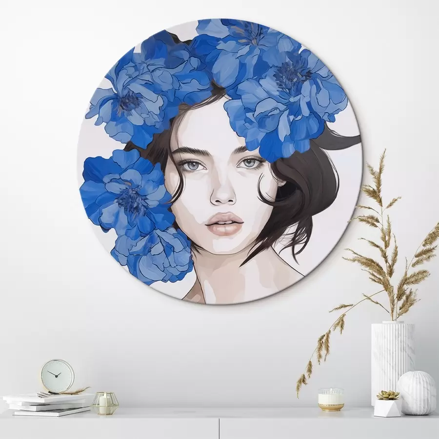  Schilderijen Portret van een meisje met blauwe bloemen r45756