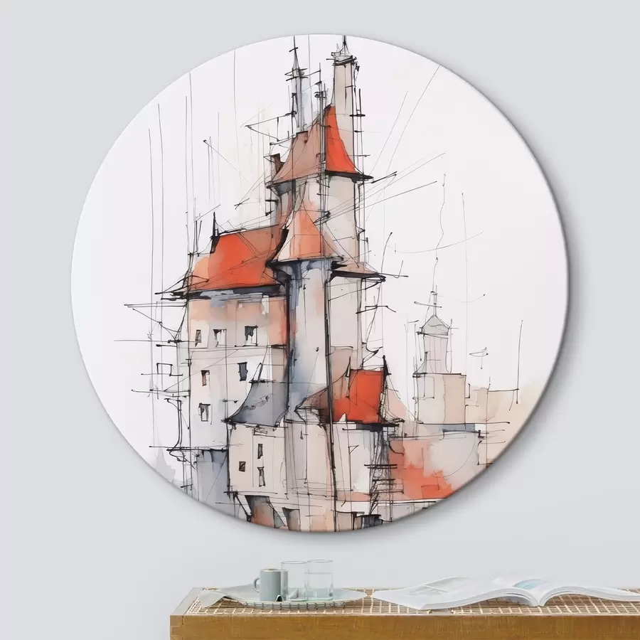  Schilderijen Huizen imitatie schets en aquarel r45764