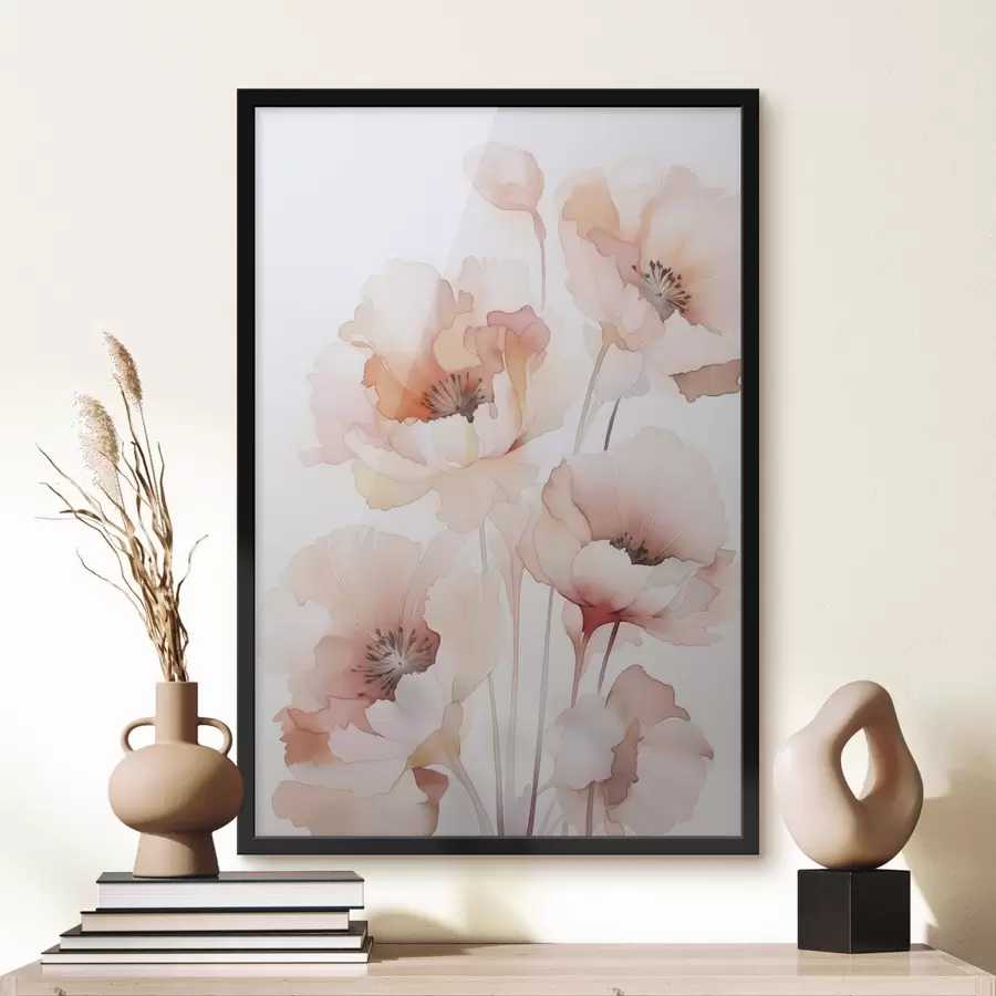 Papier peint photo Imitation aquarelle de coquelicots f45760