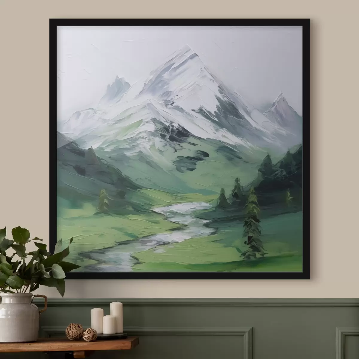 Affiche Peinture imitant une vallée montagneuse f45775