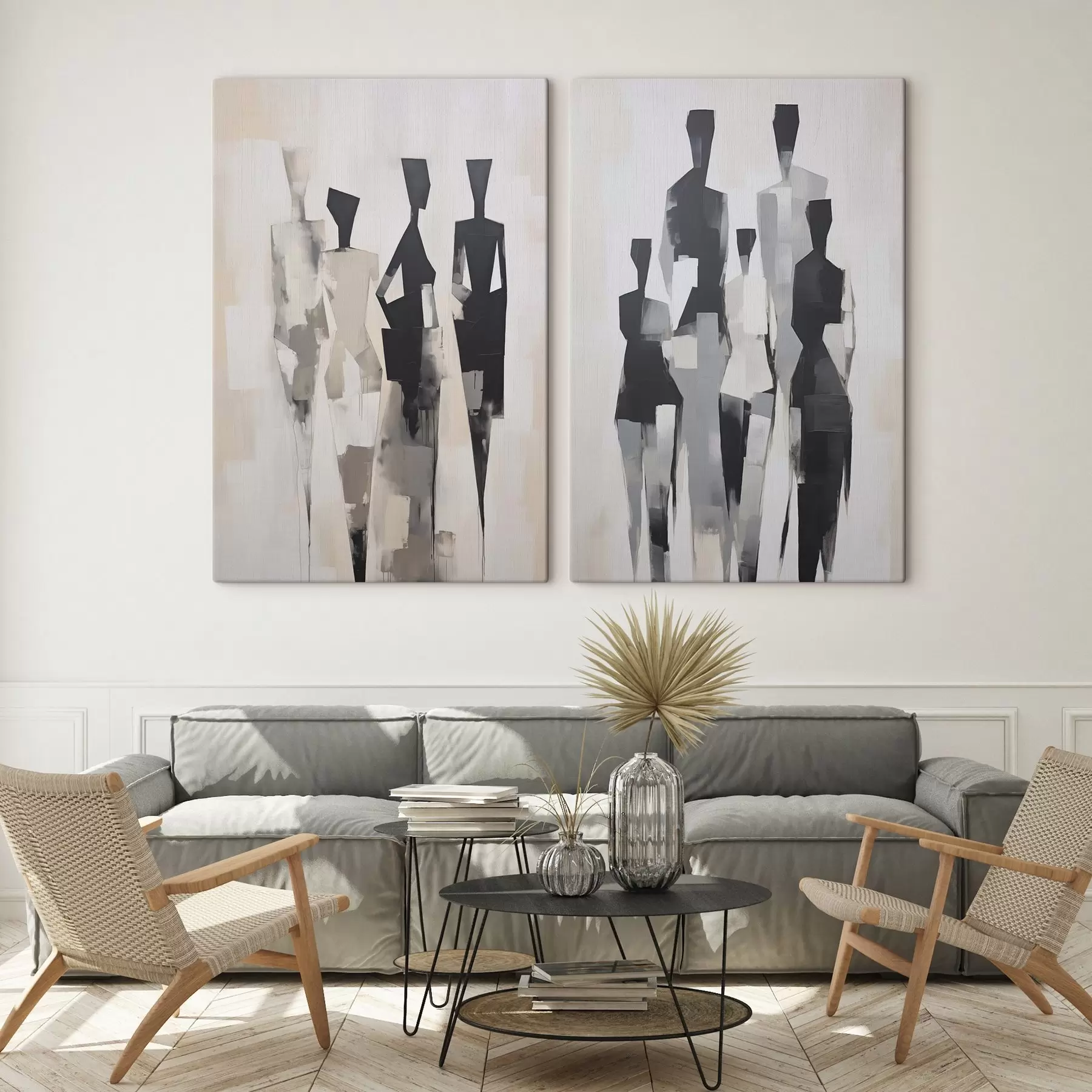  Peintures Silhouettes abstraites de personnes m00722
