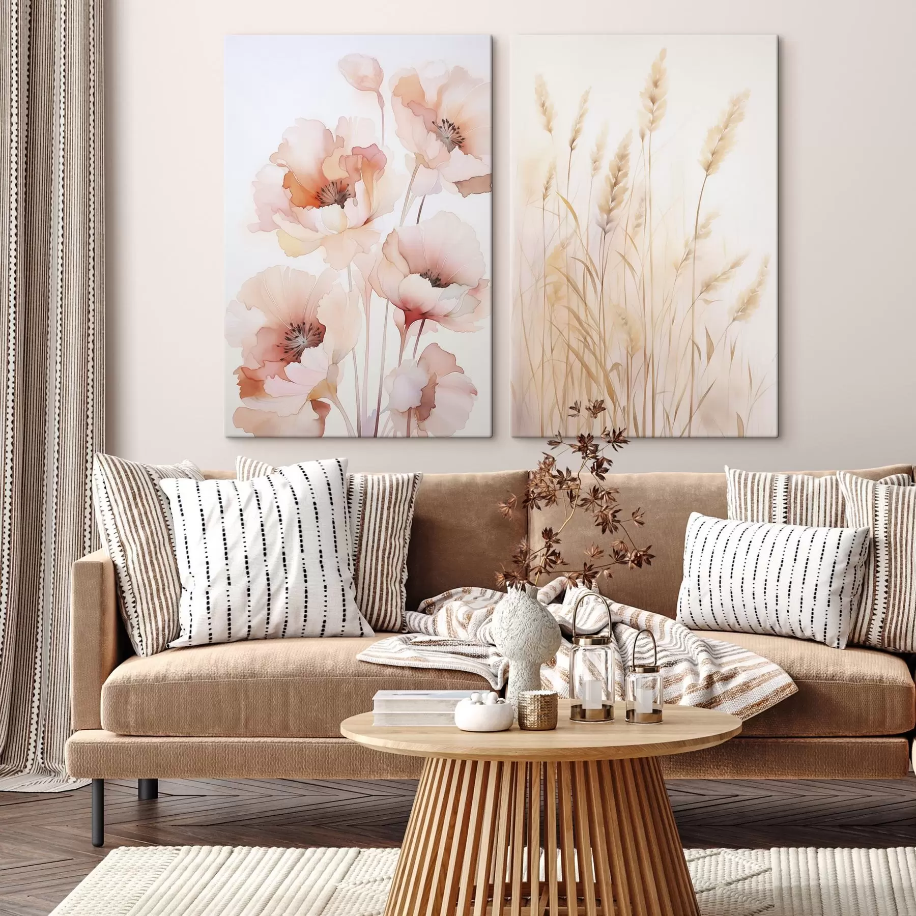  Schilderijen Klaprozen en aartjes imitatie aquarel m00723