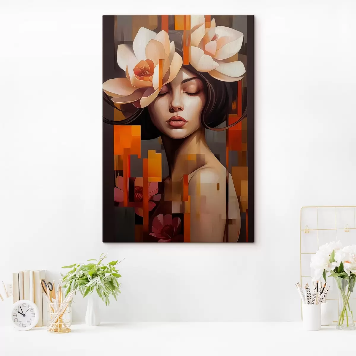  Peintures Femme avec une fleur s45797