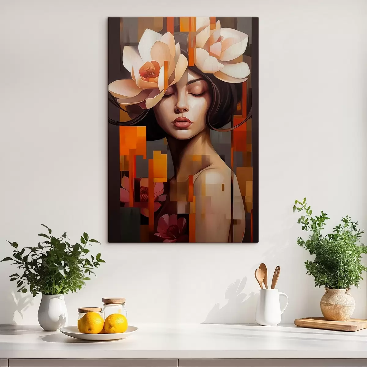  Peintures Femme avec une fleur s45797