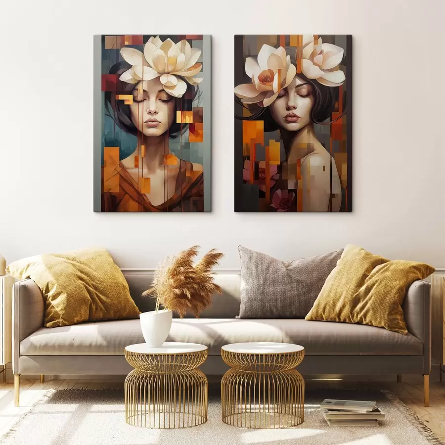  Peintures Femme avec des fleurs m00734