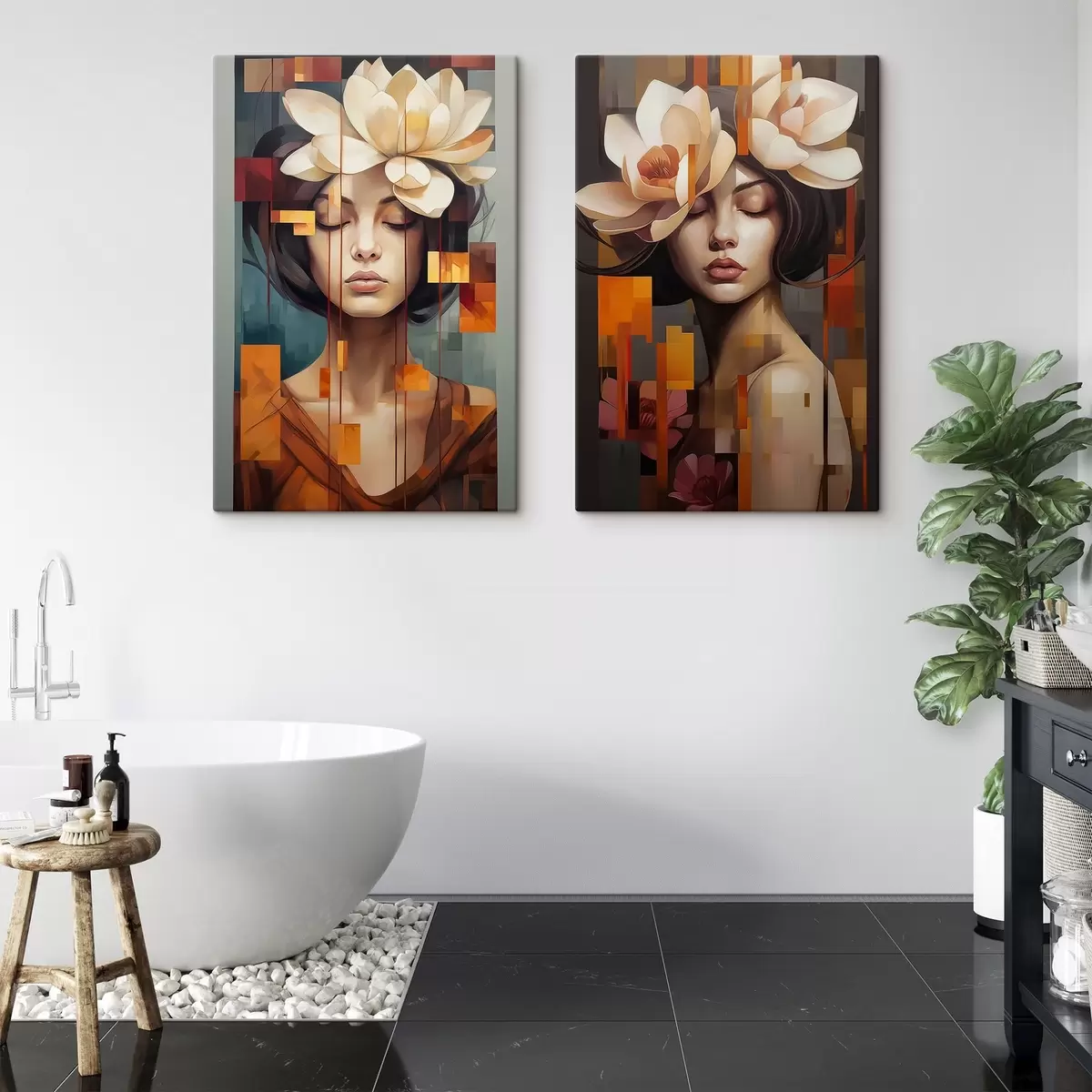  Schilderijen Vrouw met bloemen m00734