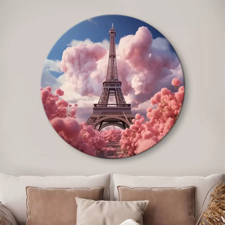 Schilderijen Eiffeltoren in roze wolken in fantasiestijl r45036