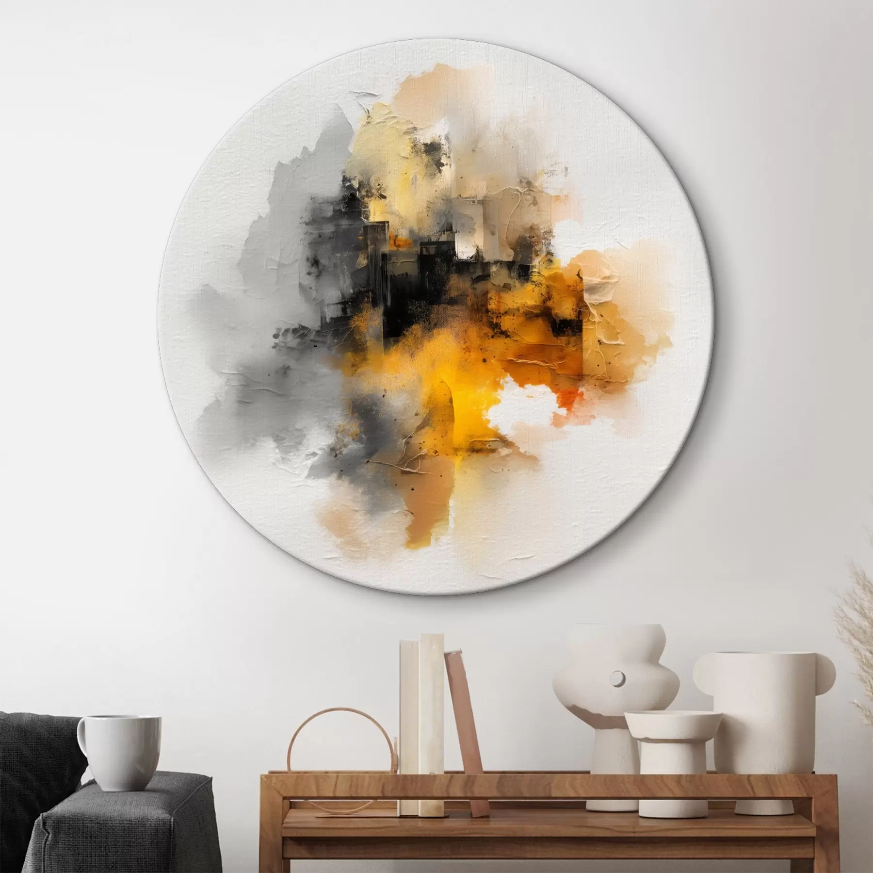  Peintures Composition abstraite dans les tons orange et gris avec texture r45238