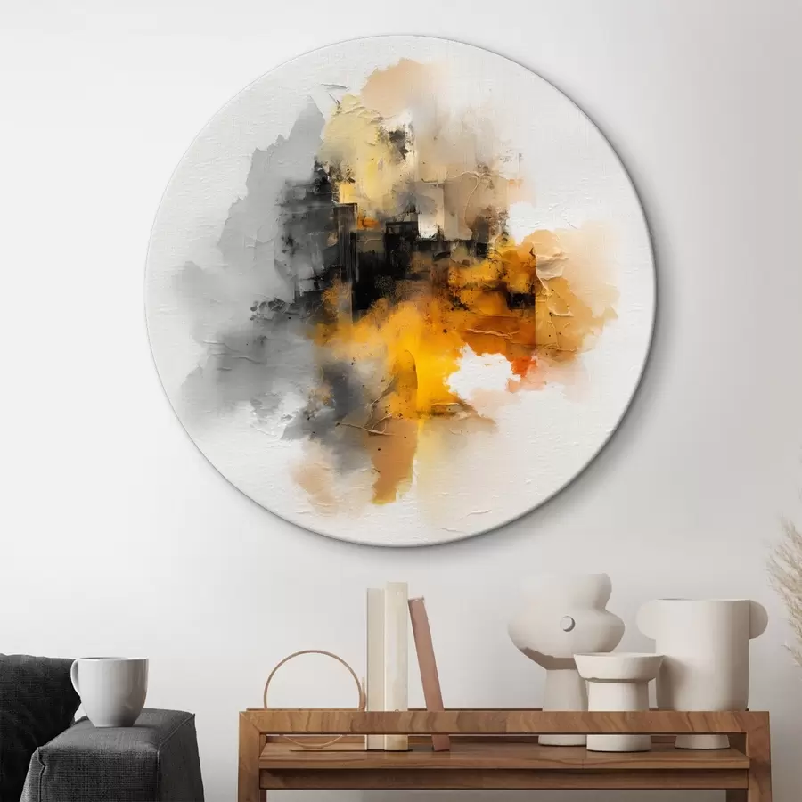  Schilderijen Abstracte compositie in oranje en grijstinten met textuur r45238