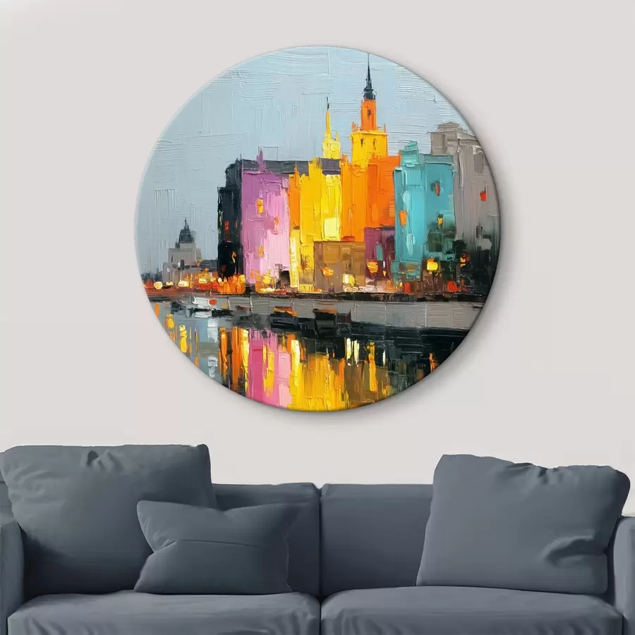  Schilderijen Stadsverlichting: levendig landschap in impasto stijl r45242