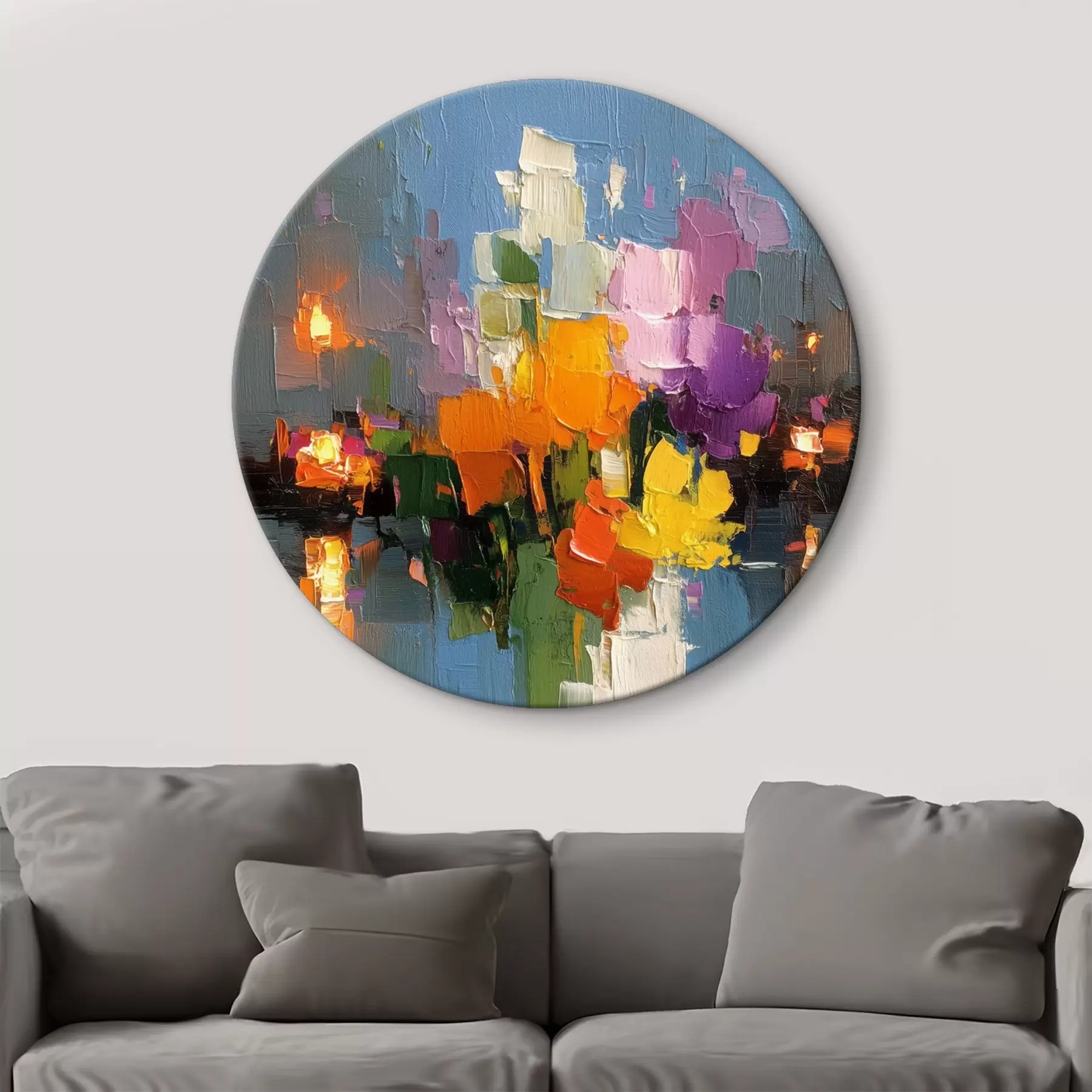  Schilderijen Stedelijke abstractie: reflectie van licht in water r45243