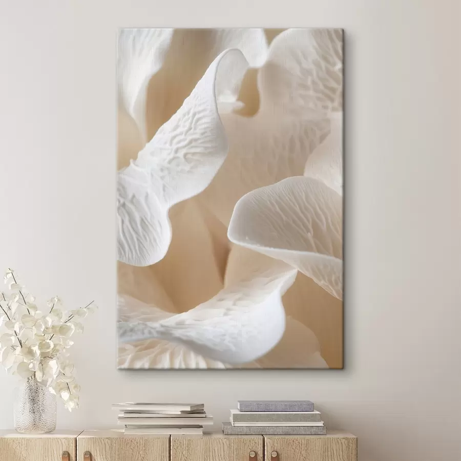  Schilderijen bloemblaadjes met nerven in beige tinten s45703