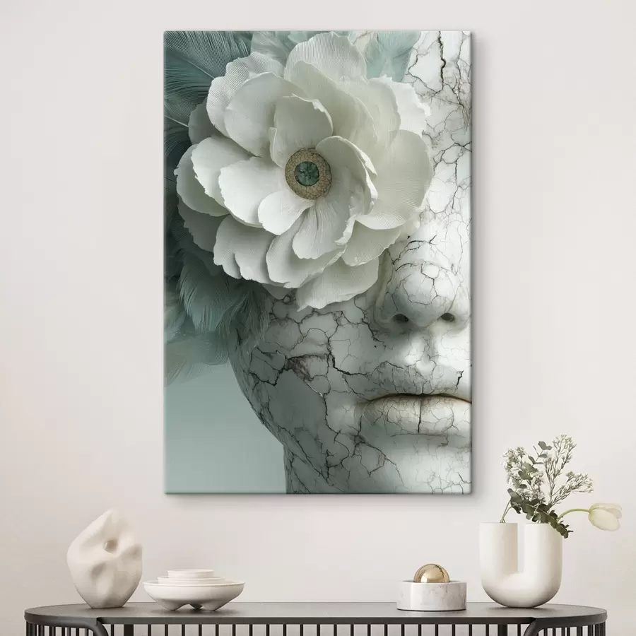  Peintures visage en marbre d'une fille avec une fleur s45709