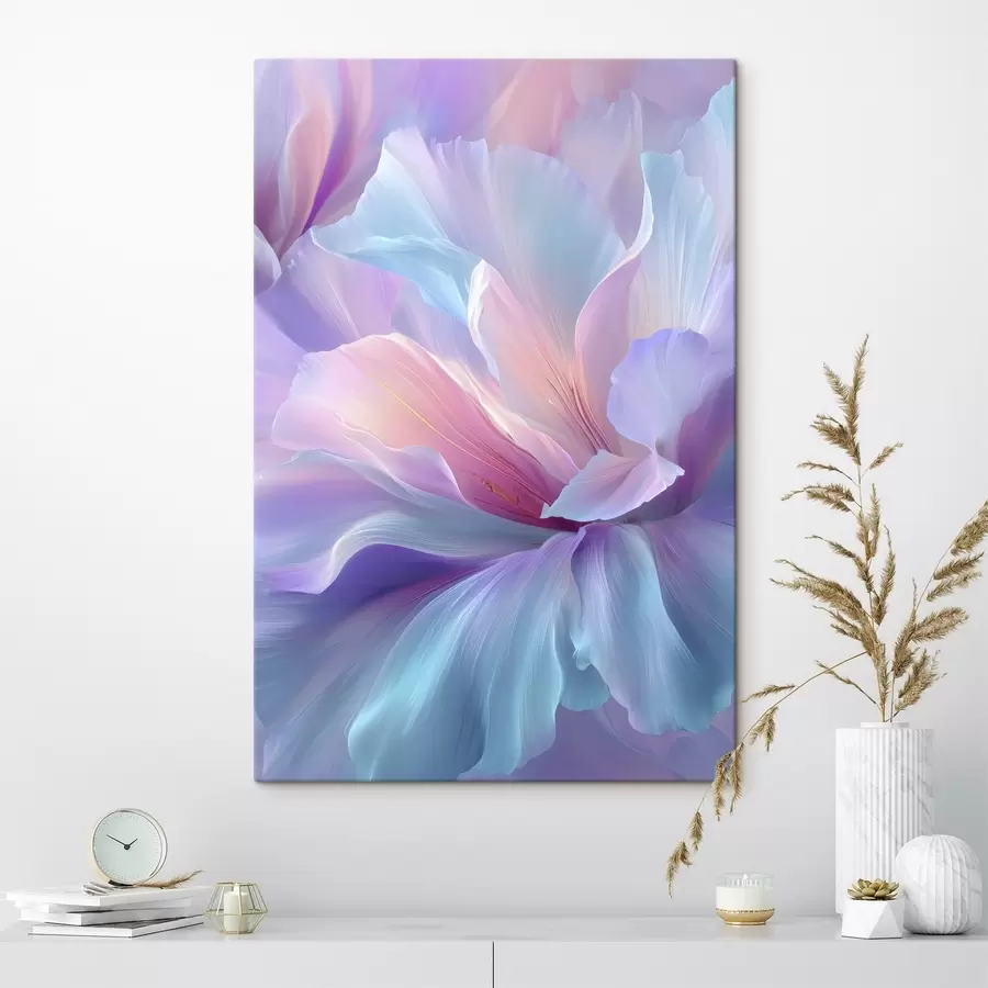  Peintures une fleur fantaisiste délicate aux pétales dans les tons violet, bleu et rose. s45710