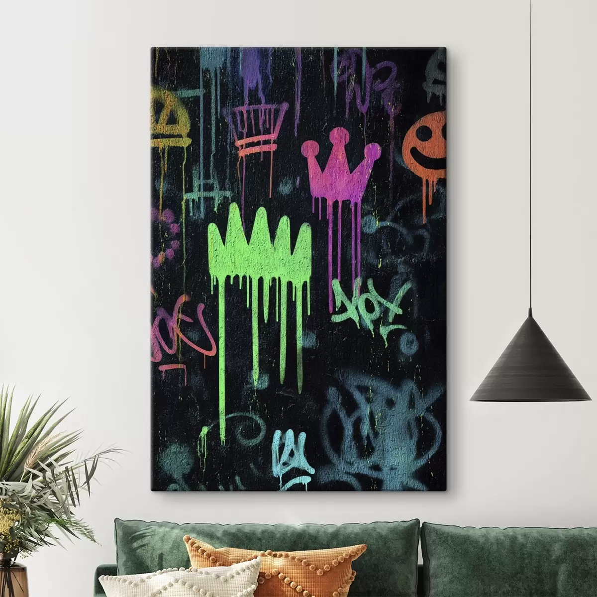  Schilderijen heldere straatkunst op een donkere achtergrond s45718