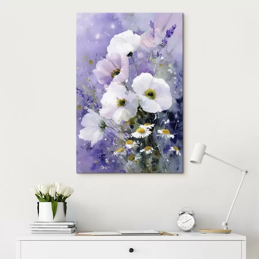  Peintures bouquet aquarelle dans les tons lilas et blanc s45719