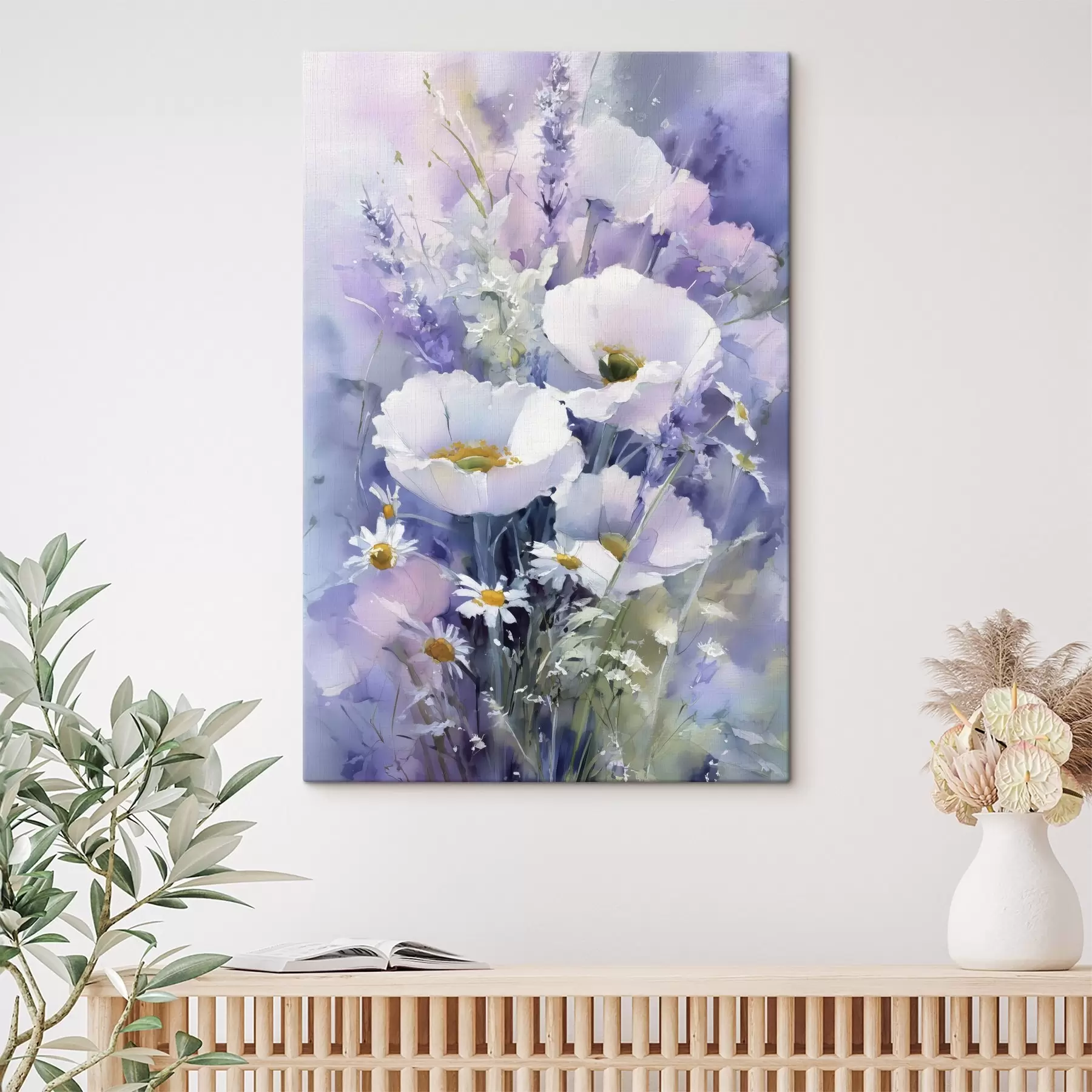  Peintures bouquet aquarelle dans les tons lilas et blanc s45720