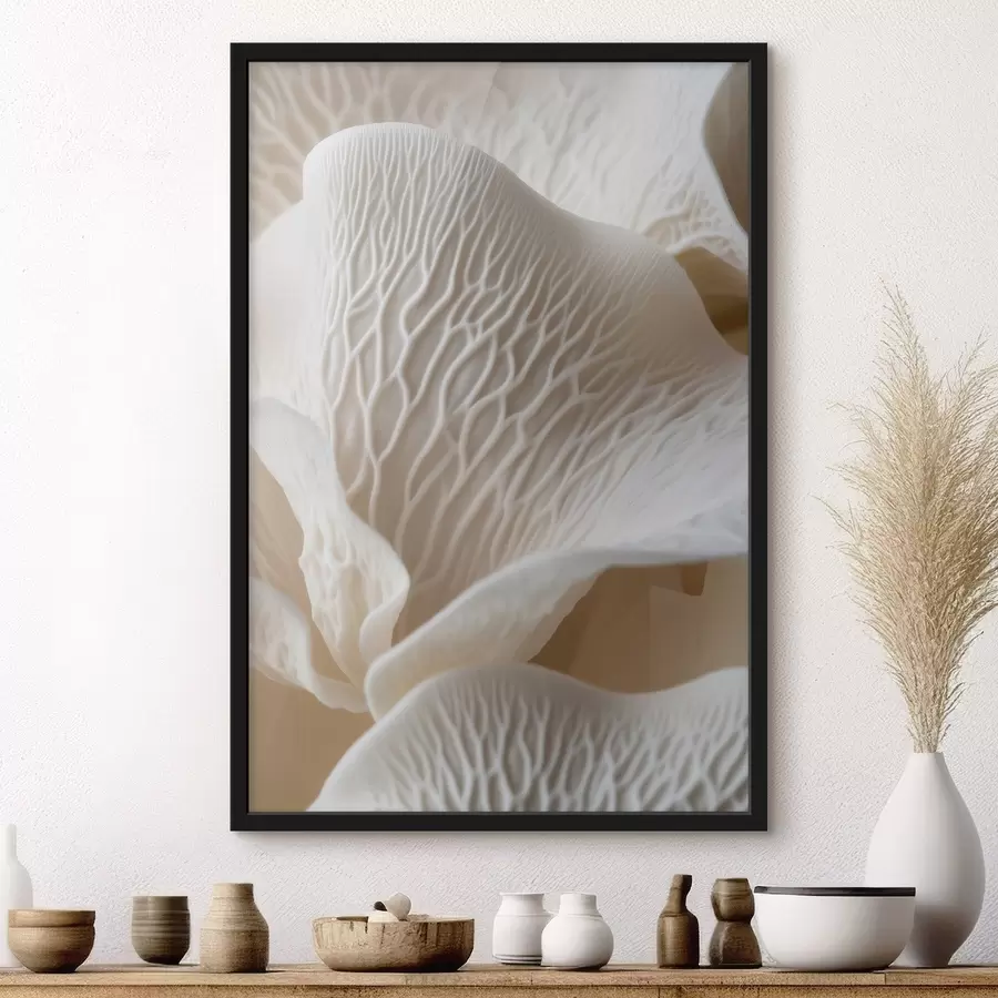 Fotobehang bloemblaadjes met nerven in beige tinten f45704