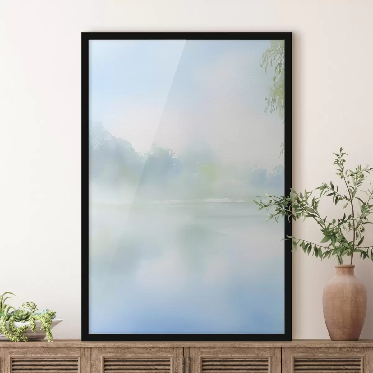 Poster aquarelmeer in blauwe tinten f45714
