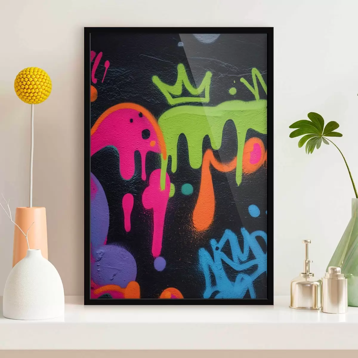 Poster heldere straatkunst op een donkere achtergrond f45716