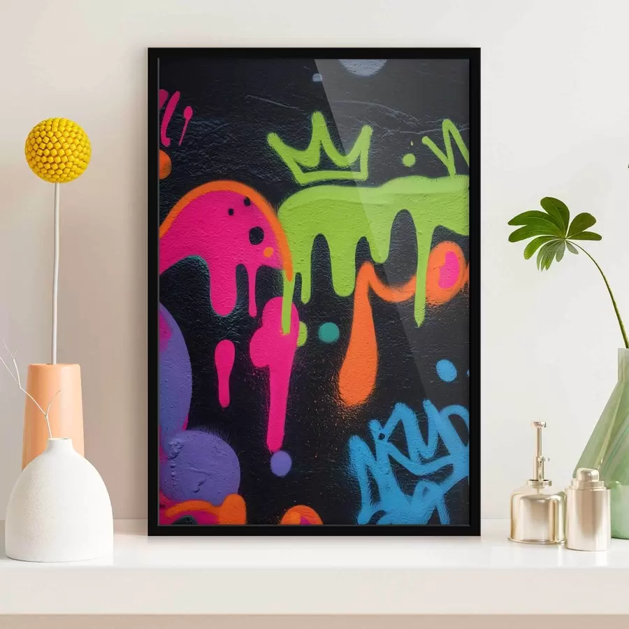 Papier peint photo graffiti lumineux sur fond sombre f45716