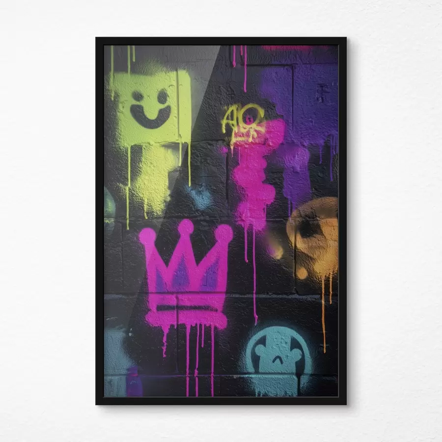 Papier peint photo graffiti lumineux sur fond sombre f45717