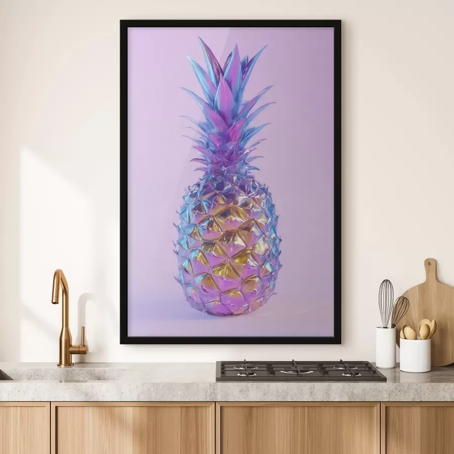 Fotobehang heldere glanzende ananas in popartstijl f45727