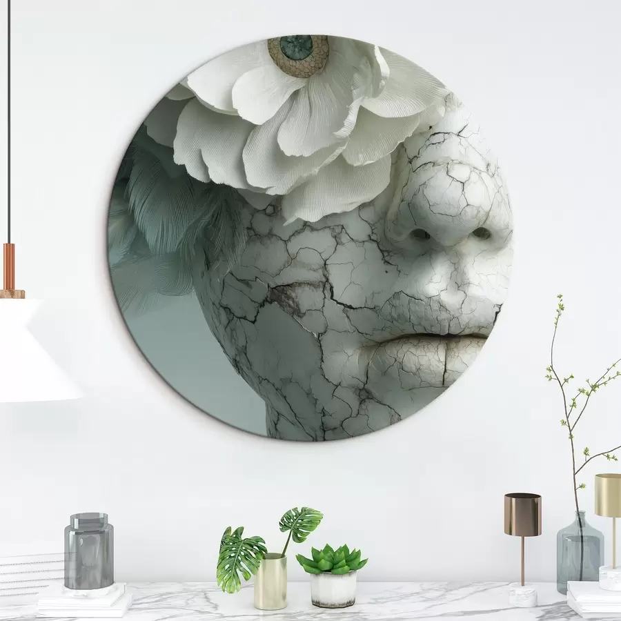  Peintures visage en marbre d'une fille avec une fleur r45709