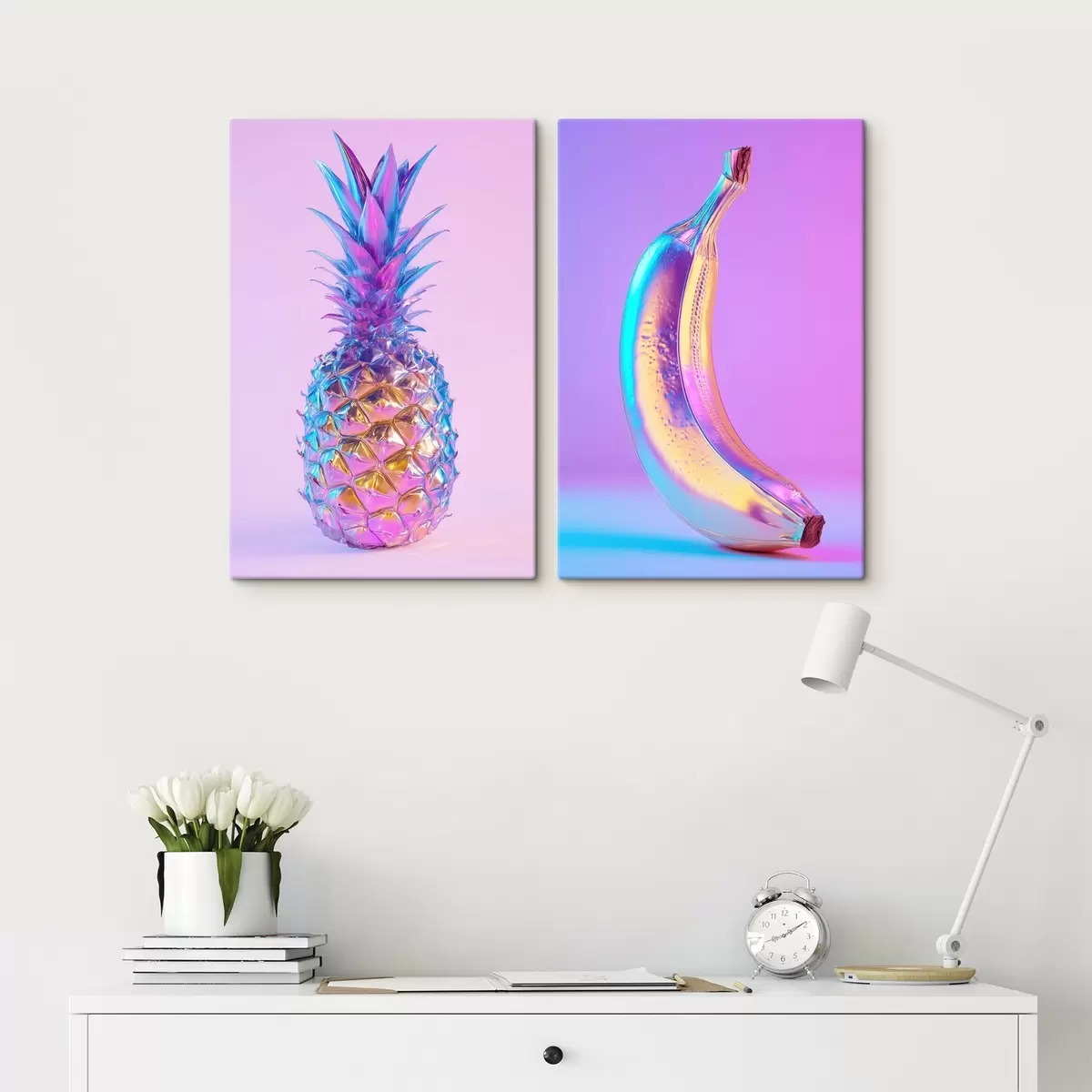  Peintures ananas et banane brillants et éclatants dans un style pop art m00737