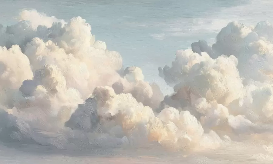 Fotobehang Wolken in een zachtblauwe lucht met lichte textuur w04550v2