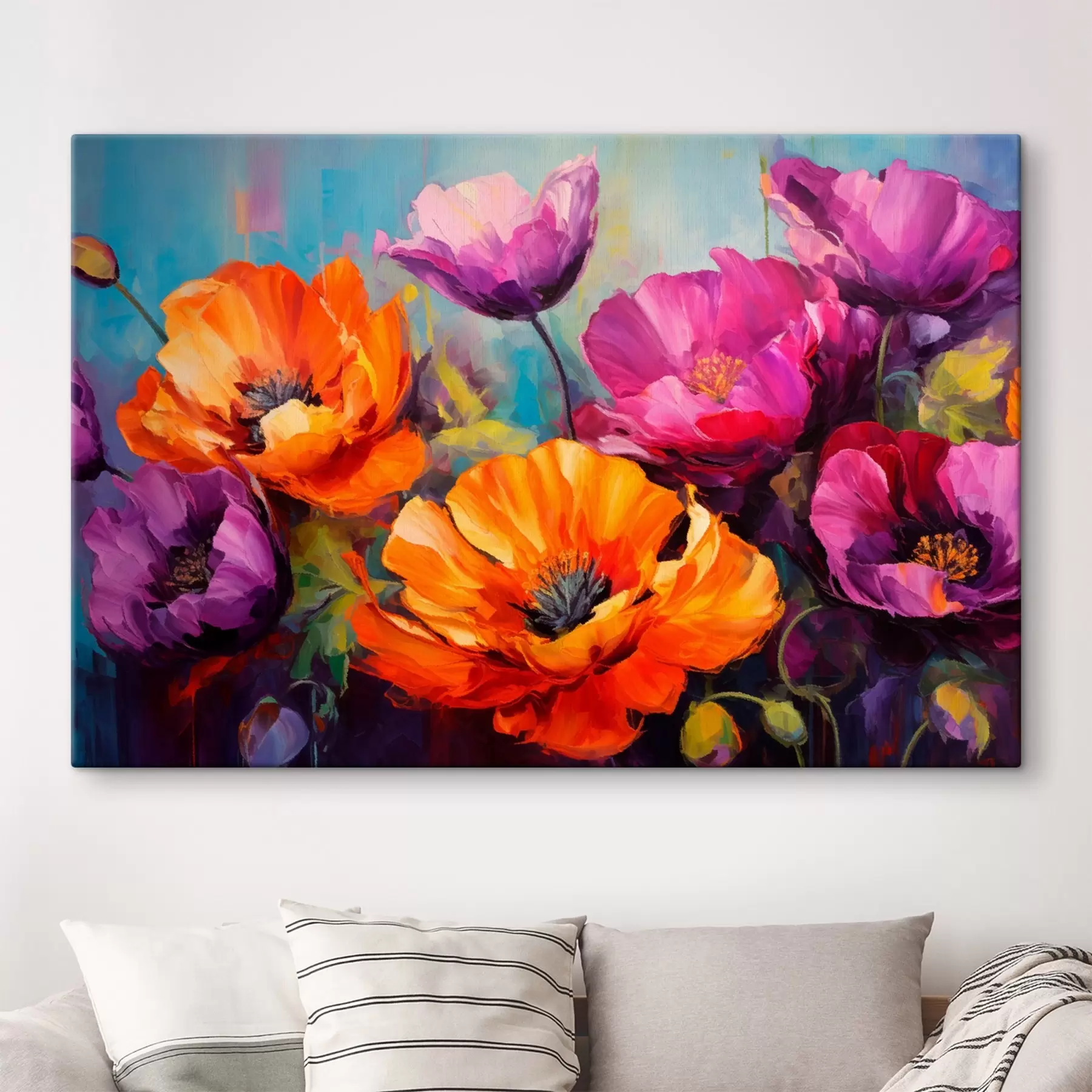  Peintures Coquelicots lumineux dans des tons violets et orange s45804