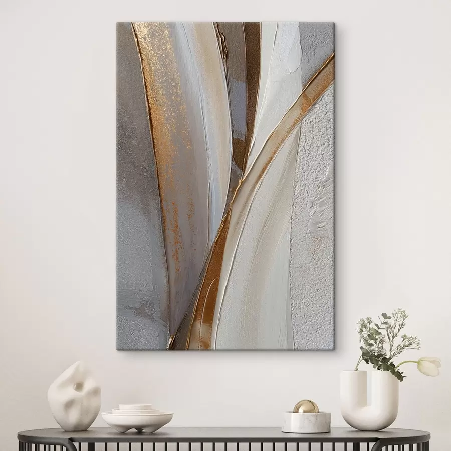  Peintures Lignes abstraites texturées avec des reflets jaunes et orange s45810