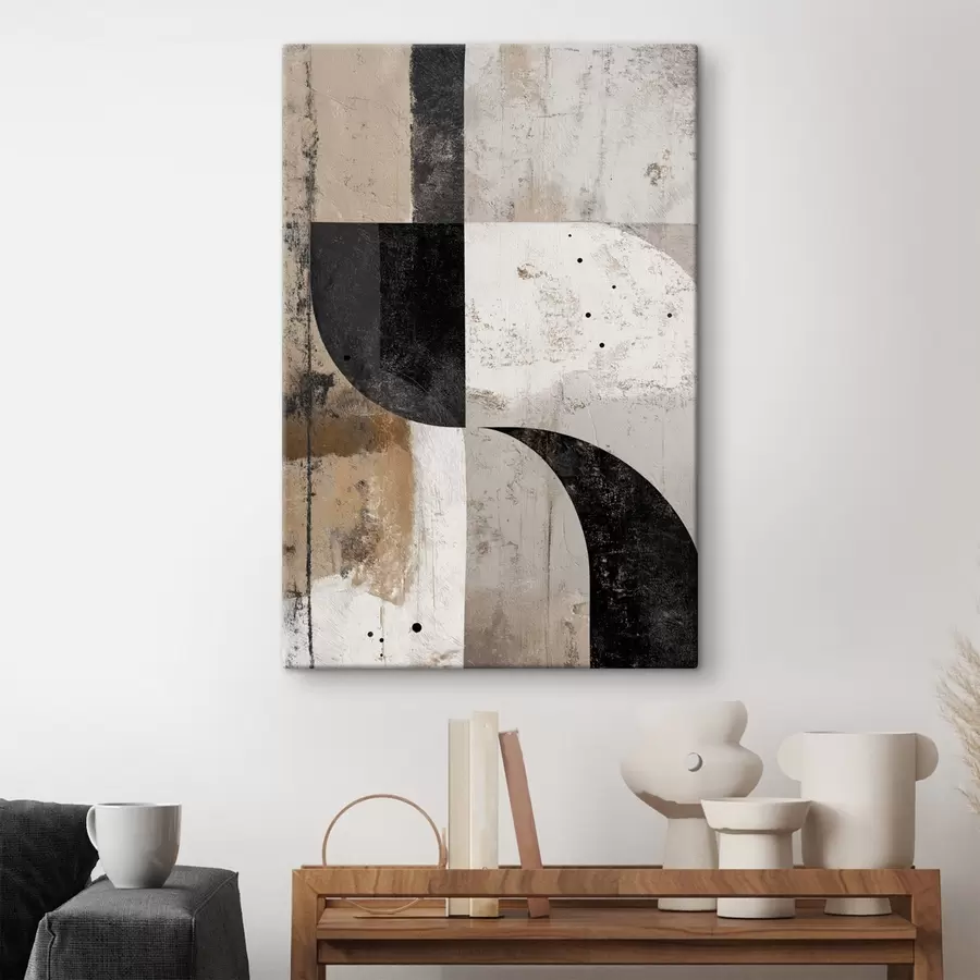  Peintures Formes géométriques dans les tons beige et noir s45811