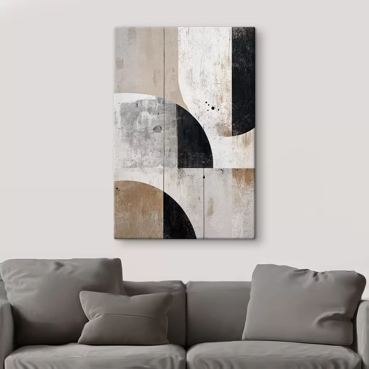  Schilderijen Geometrische vormen in grijze en beige tinten s45812