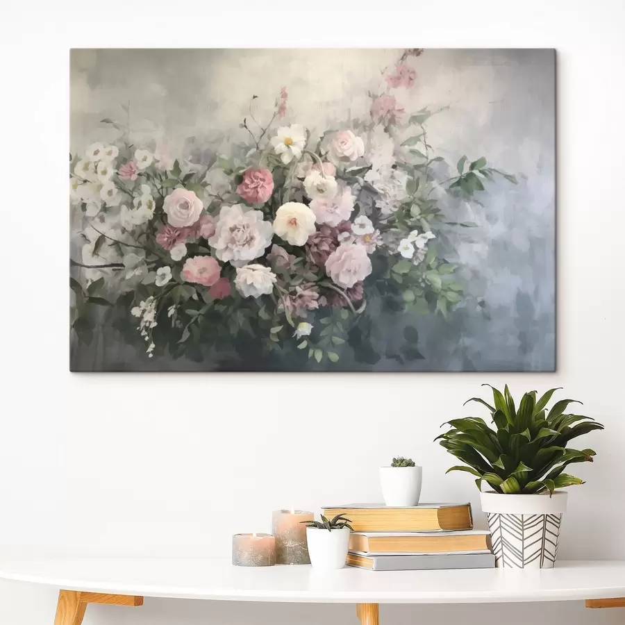  Peintures Un bouquet romantique de fleurs roses et blanches s45817