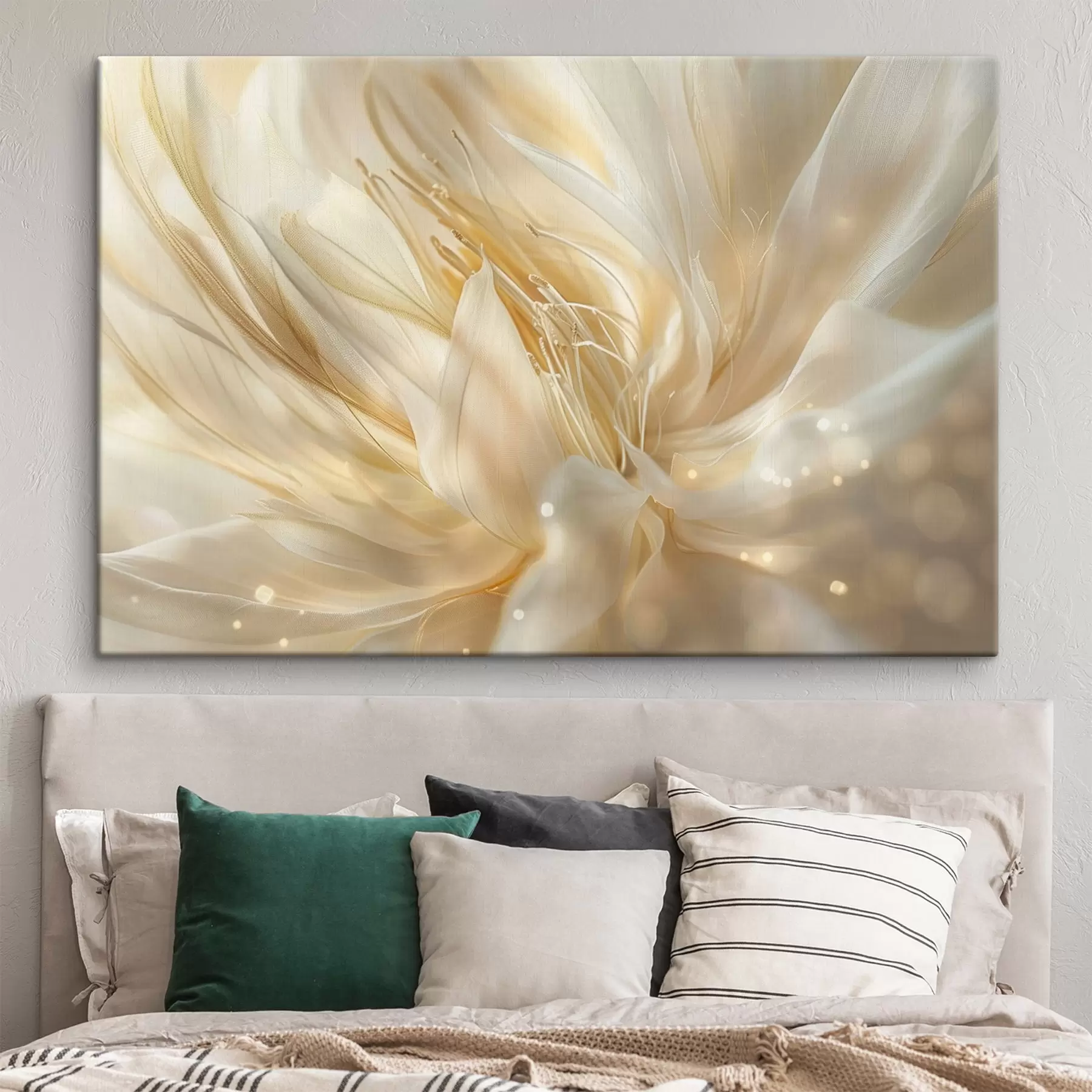  Peintures Fleur abstraite légère dans une lueur jaune-orange s45819